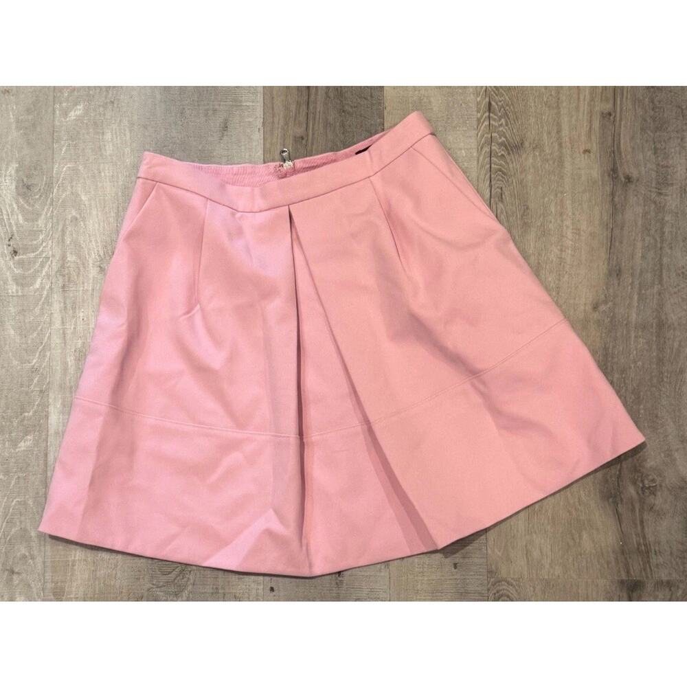J.Crew A-Line Mini Skirt Womens Size 4 Pink Polyester Pleated Front Pockets - Picture 2 of 5